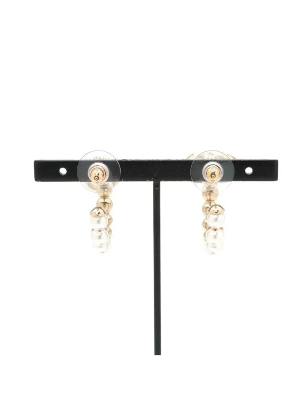 Chanel Earrings Gold CC Logo N5 Rhinestone Hoop